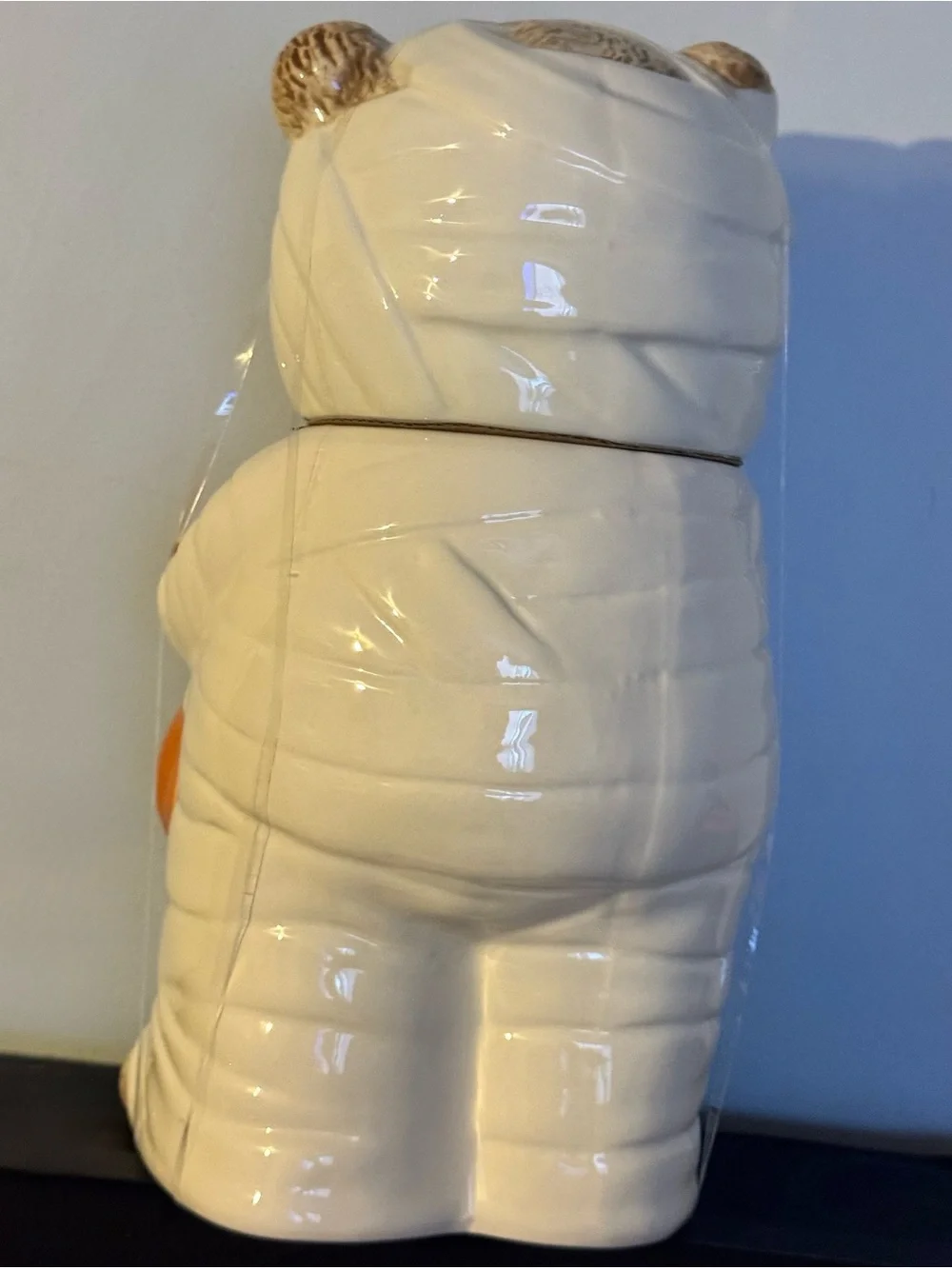 Halloween Mummy Teddy Bear Pumpkin Cookie Jar Fall Kitchen Decor